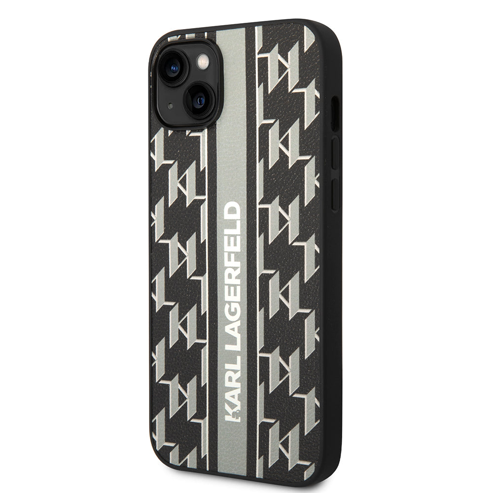 Pouzdro pro Apple iPhone 14 Plus, Karl Lagerfeld, Monogram Stripe, Šedé