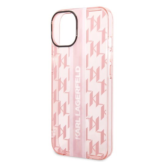 Pouzdro pro Apple iPhone 14 Plus, Karl Lagerfeld, Monogram Stripe, Růžová