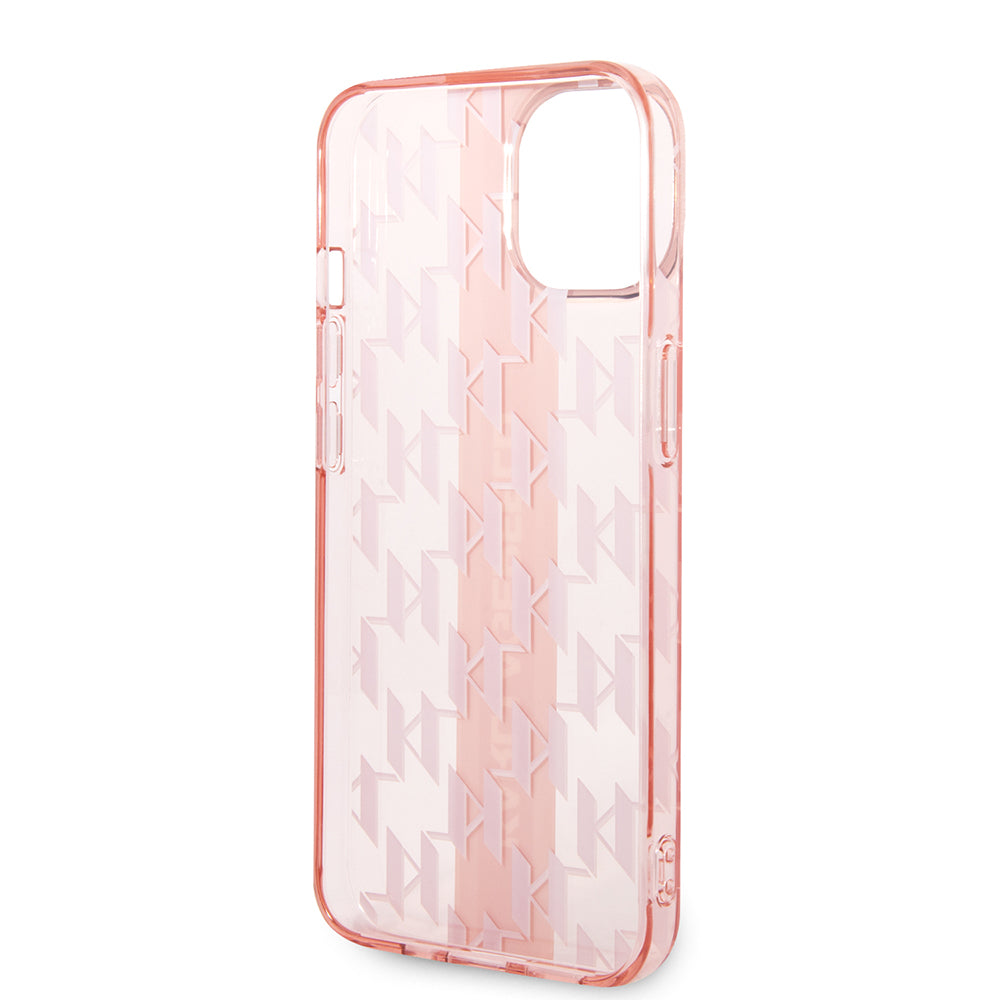 Pouzdro pro Apple iPhone 14 Plus, Karl Lagerfeld, Monogram Stripe, Růžová