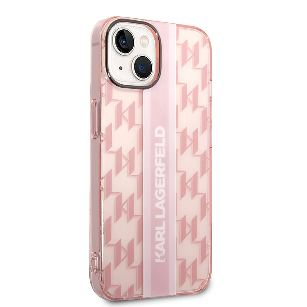 Pouzdro pro Apple iPhone 14 Plus, Karl Lagerfeld, Monogram Stripe, Růžová