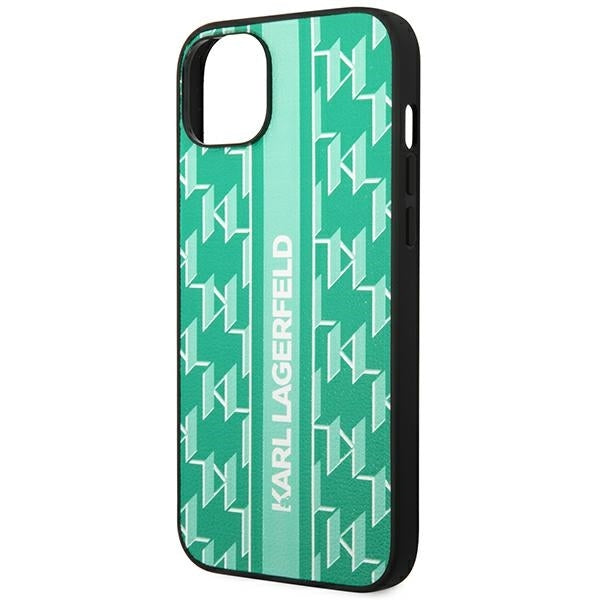 Pouzdro pro Apple iPhone 14 Plus, Karl Lagerfeld, Monogram Stripe, Zelená
