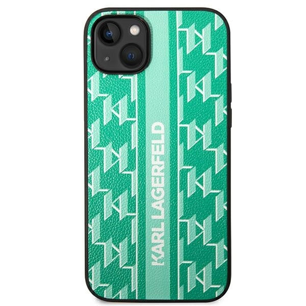 Pouzdro pro Apple iPhone 14 Plus, Karl Lagerfeld, Monogram Stripe, Zelená