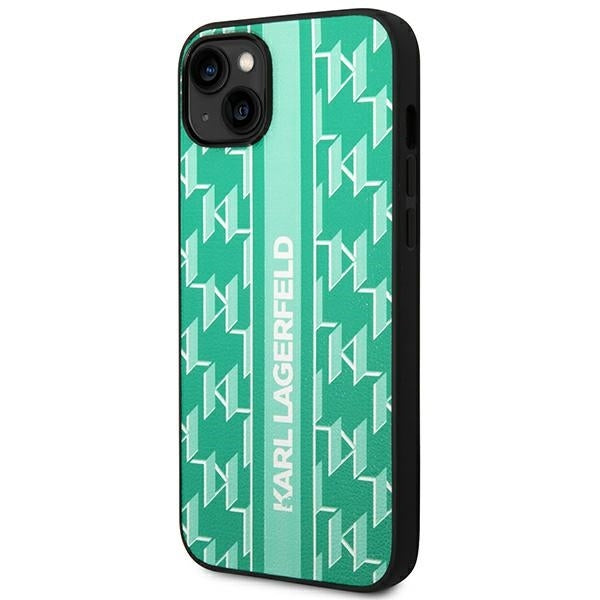 Pouzdro pro Apple iPhone 14 Plus, Karl Lagerfeld, Monogram Stripe, Zelená