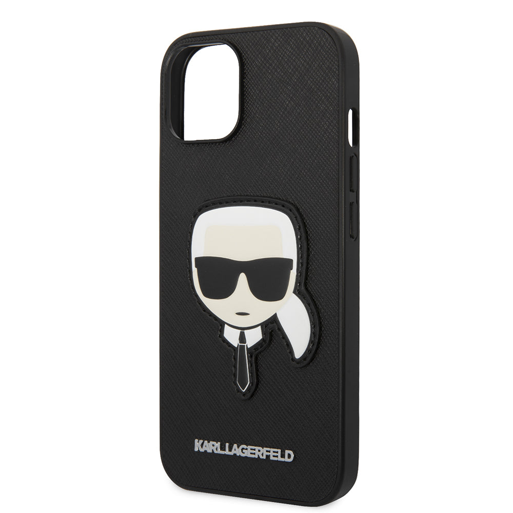 Pouzdro pro Apple iPhone 14 Plus, Karl Lagerfeld, Saffiano Karl's Head, Černá