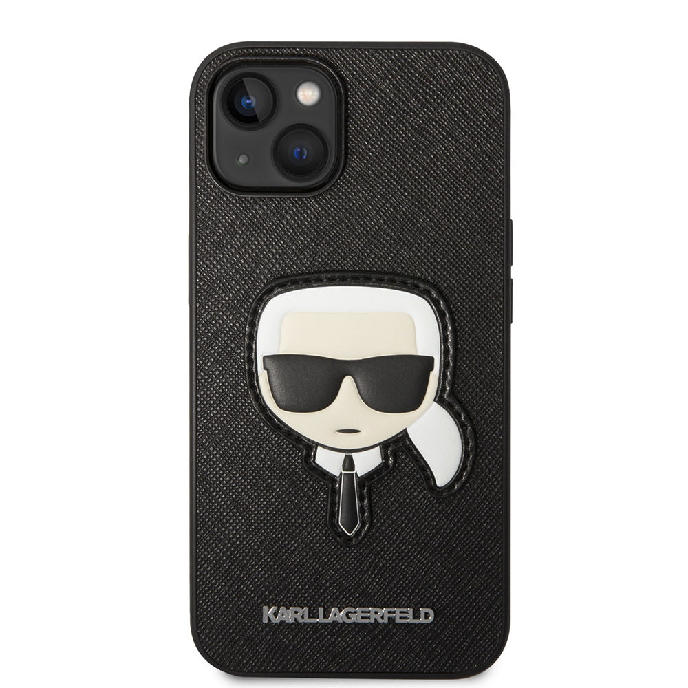 Pouzdro pro Apple iPhone 14 Plus, Karl Lagerfeld, Saffiano Karl's Head, Černá
