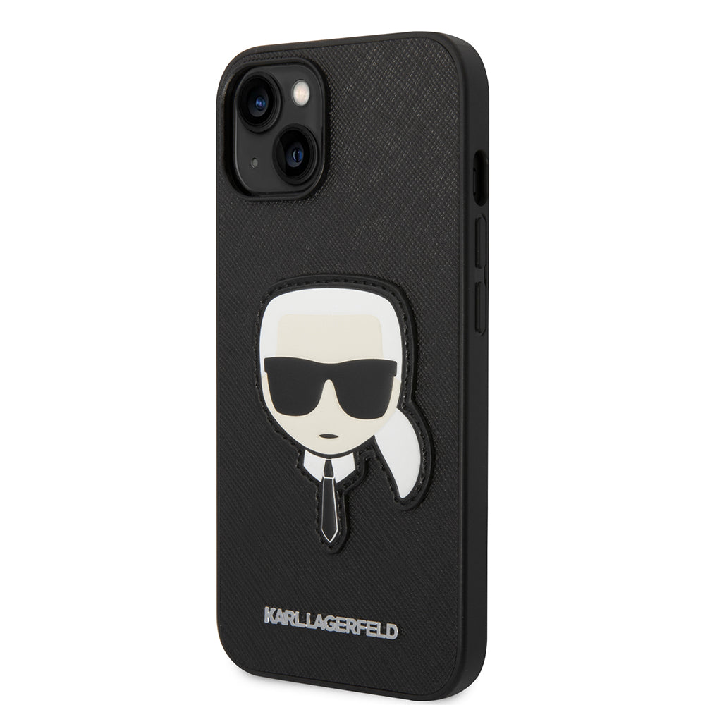 Pouzdro pro Apple iPhone 14 Plus, Karl Lagerfeld, Saffiano Karl's Head, Černá