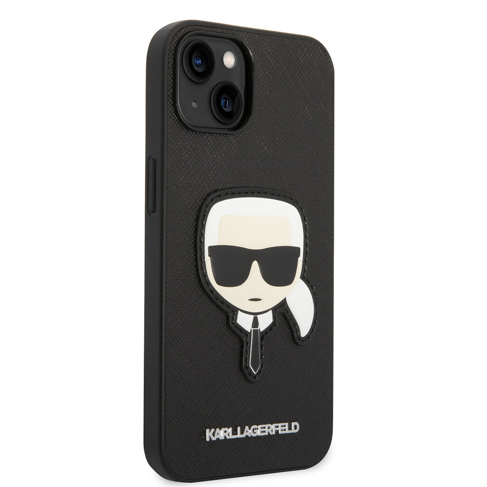 Pouzdro pro Apple iPhone 14 Plus, Karl Lagerfeld, Saffiano Karl's Head, Černá