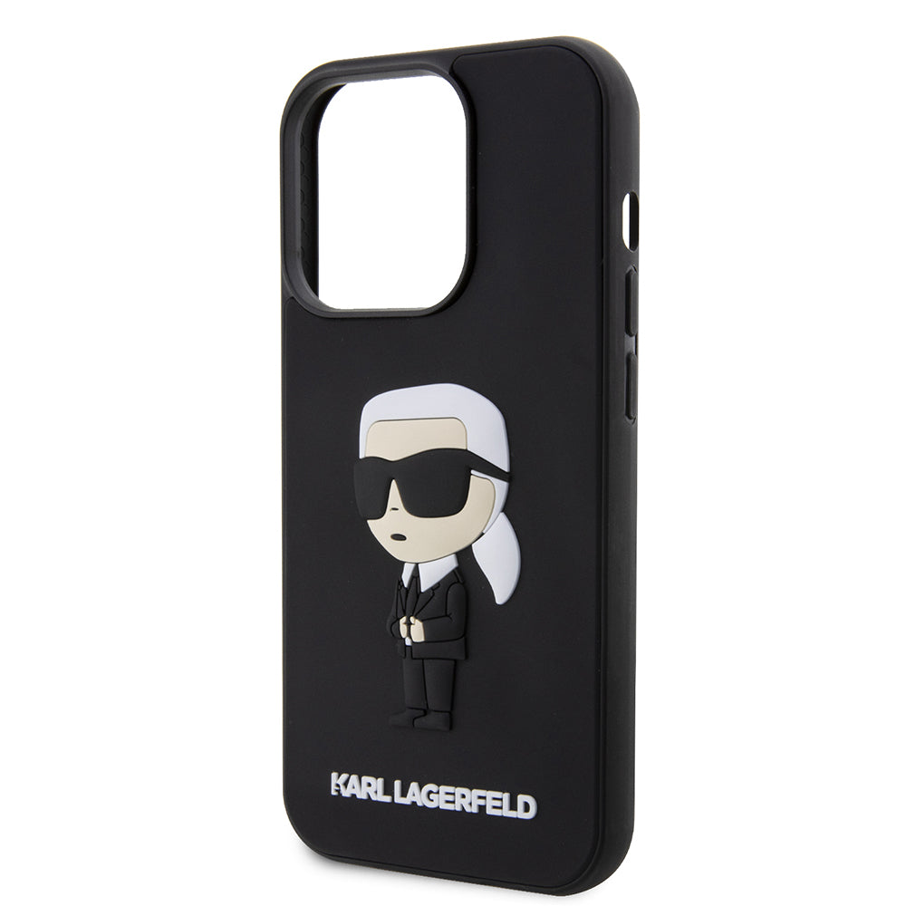 Pouzdro pro Apple iPhone 14 Pro, Karl Lagerfeld, 3D Rubber Ikonik Karl, Černá