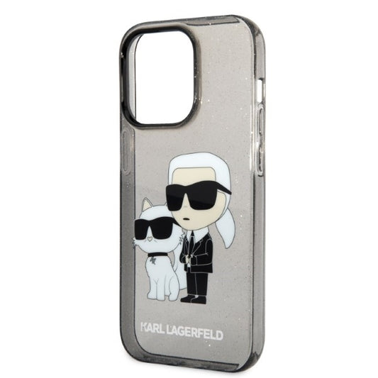 Case for Apple iPhone 14 Pro, Karl Lagerfeld, Glitter Karl & Choupette, Black