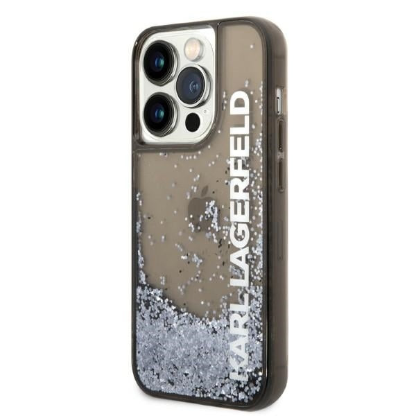 Case for Apple iPhone 14 Pro, Karl Lagerfeld, Liquid Glitter KL Logo, Black