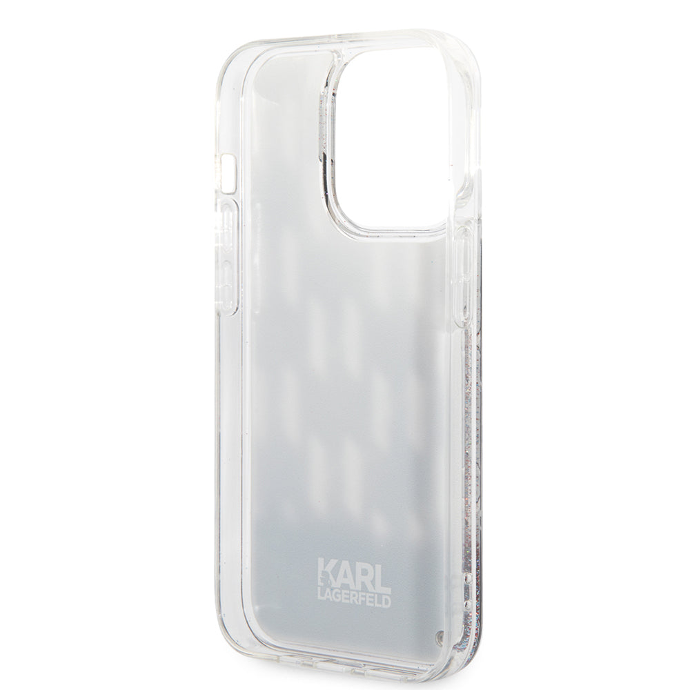 Pouzdro pro Apple iPhone 14 Pro, Karl Lagerfeld, Liquid Glitter Monogram, Černá