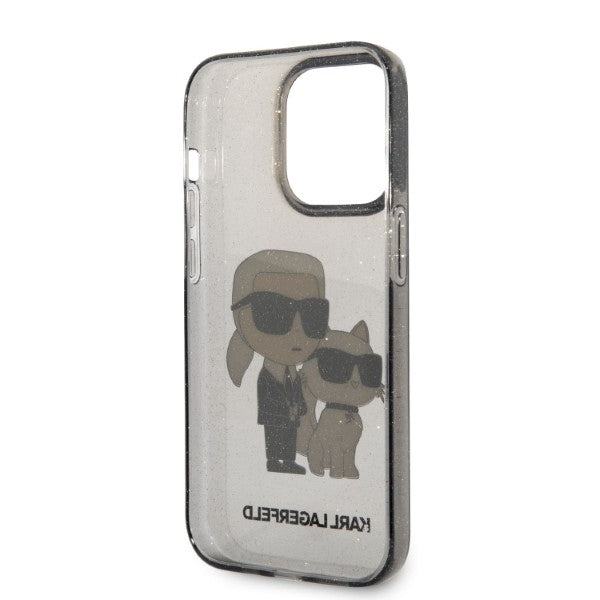Pouzdro pro Apple iPhone 14 Pro Max, Karl Lagerfeld, Glitter Karl & Choupette, Černá