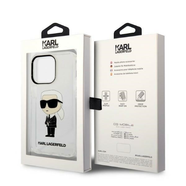 Pouzdro pro Apple iPhone 14 Pro Max, Karl Lagerfeld, Ikonik Karl, Průhledné