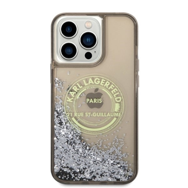 Pouzdro pro Apple iPhone 14 Pro Max, Karl Lagerfeld, Liquid Glitter RSG, Černá