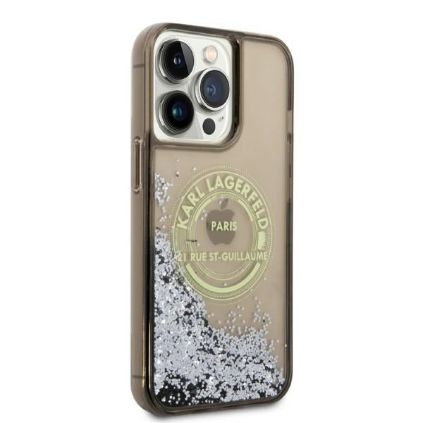 Pouzdro pro Apple iPhone 14 Pro Max, Karl Lagerfeld, Liquid Glitter RSG, Černá