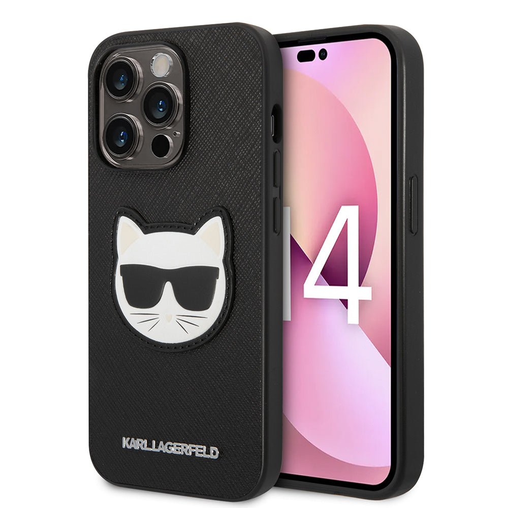 Pouzdro pro Apple iPhone 14 Pro Max, Karl Lagerfeld, Saffiano Choupette's Head, Černá