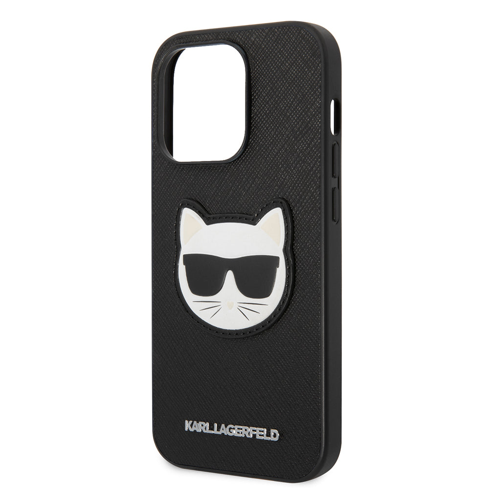 Pouzdro pro Apple iPhone 14 Pro Max, Karl Lagerfeld, Saffiano Choupette's Head, Černá