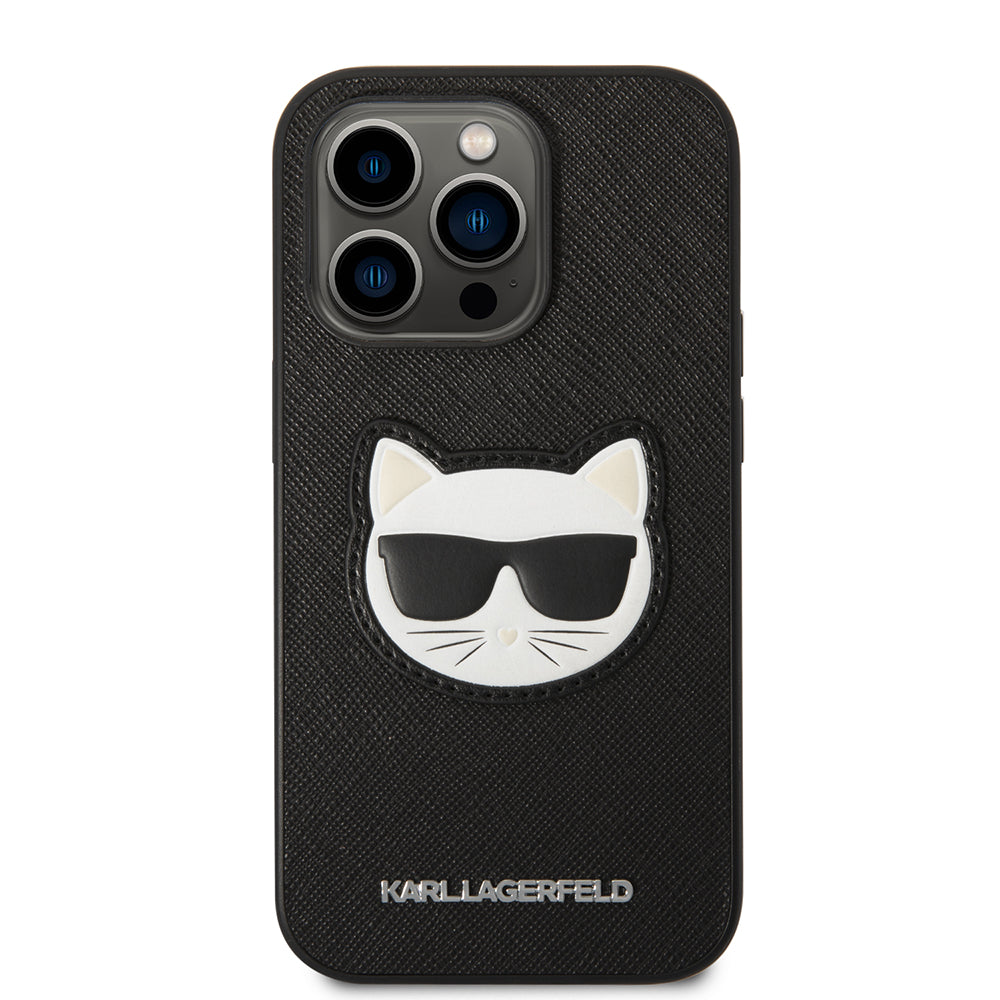 Pouzdro pro Apple iPhone 14 Pro Max, Karl Lagerfeld, Saffiano Choupette's Head, Černá