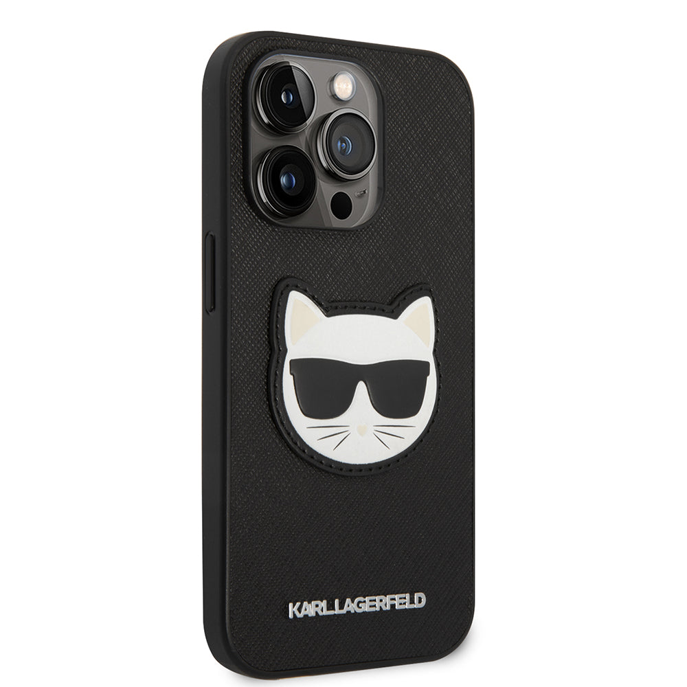 Pouzdro pro Apple iPhone 14 Pro Max, Karl Lagerfeld, Saffiano Choupette's Head, Černá