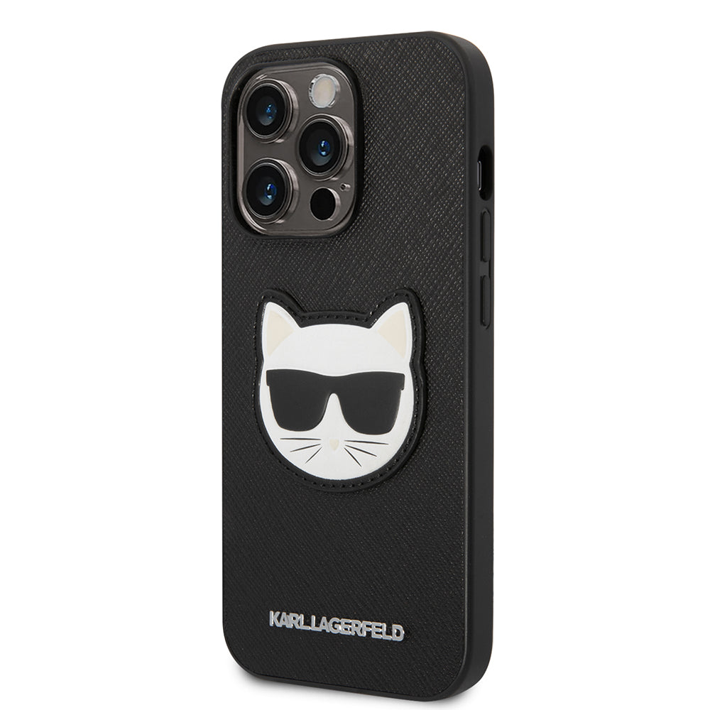 Pouzdro pro Apple iPhone 14 Pro Max, Karl Lagerfeld, Saffiano Choupette's Head, Černá