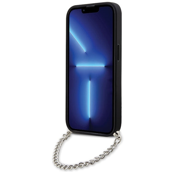 Pouzdro pro Apple iPhone 14 Pro Max, Karl Lagerfeld, Saffiano Monogram Chain, Stříbrné