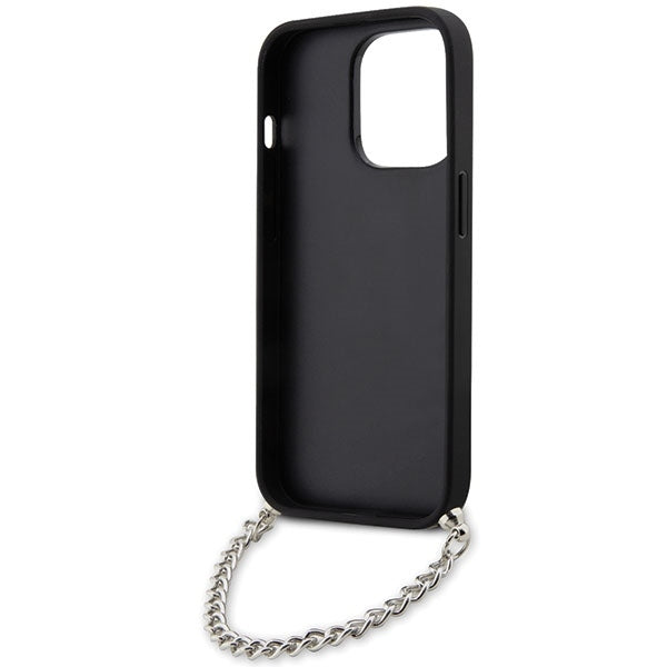 Pouzdro pro Apple iPhone 14 Pro Max, Karl Lagerfeld, Saffiano Monogram Chain, Stříbrné