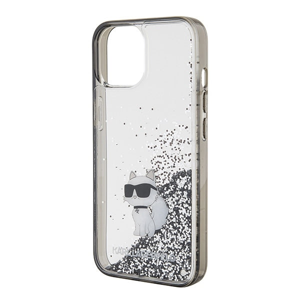 Pouzdro pro Apple iPhone 15 / 14 / 13, Karl Lagerfeld, Liquid Glitter Choupette, Průhledné