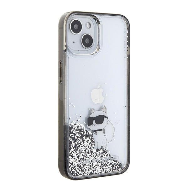 Pouzdro pro Apple iPhone 15 / 14 / 13, Karl Lagerfeld, Liquid Glitter Choupette, Průhledné