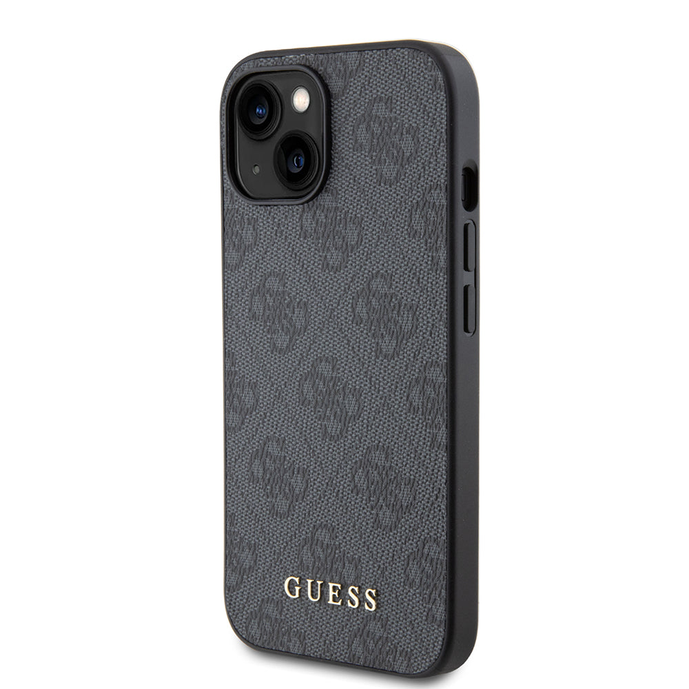 Pouzdro pro Apple iPhone 15, Guess, 4G Metal Gold Logo, Šedé