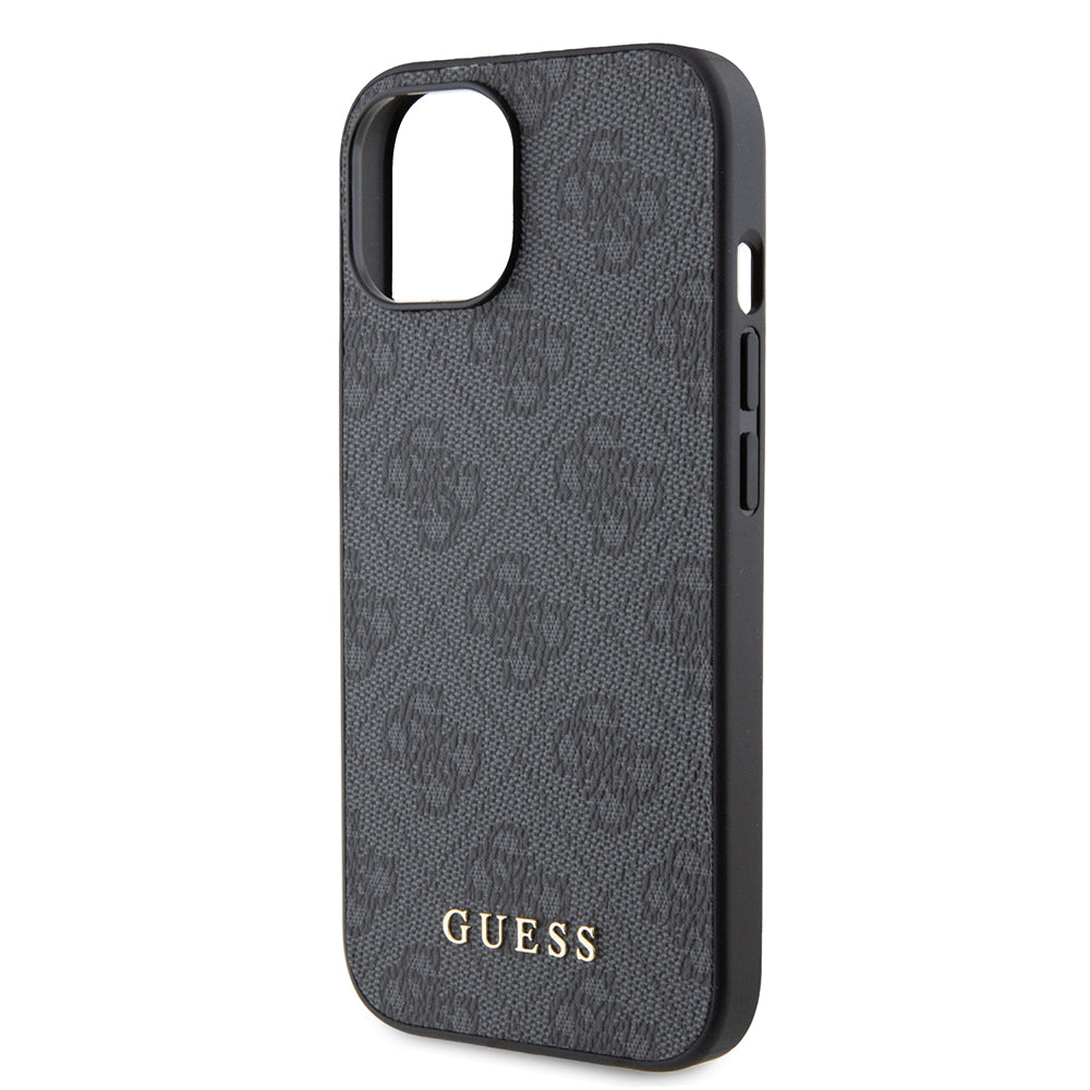 Pouzdro pro Apple iPhone 15, Guess, 4G Metal Gold Logo, Šedé