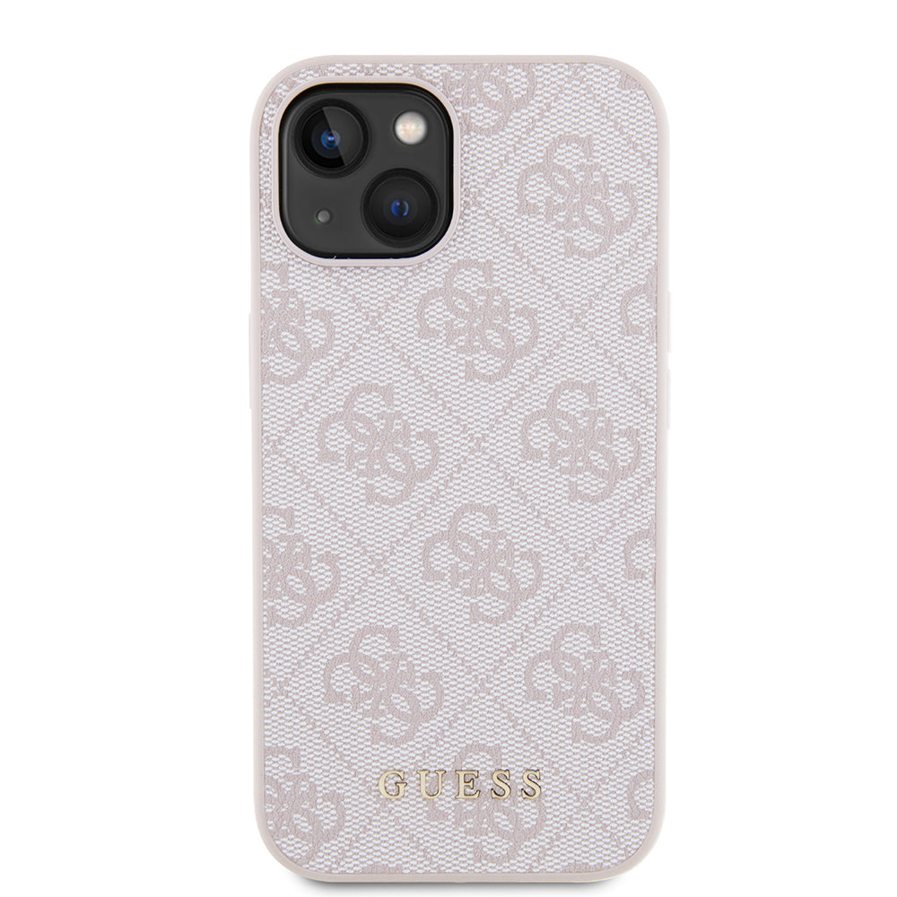 Pouzdro pro Apple iPhone 15, Guess, 4G Metal Gold Logo, Růžové