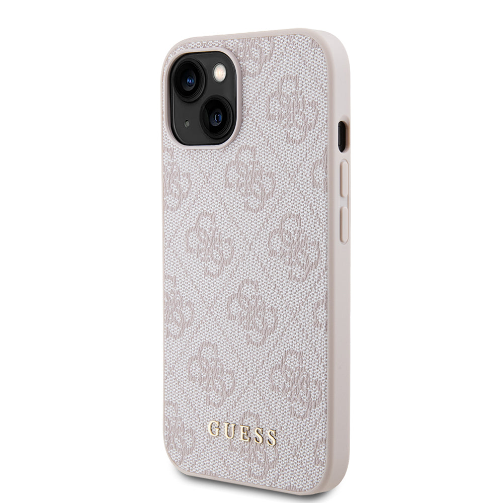 Pouzdro pro Apple iPhone 15, Guess, 4G Metal Gold Logo, Růžové