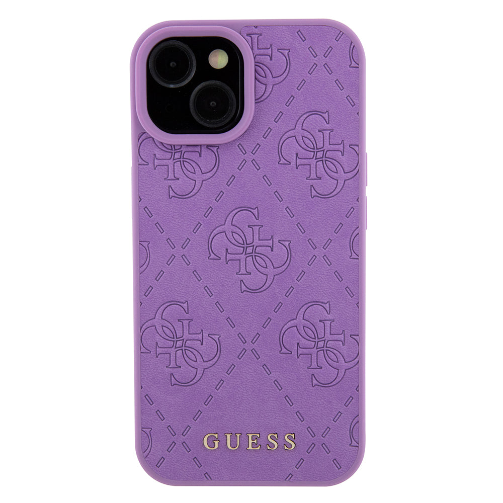 Pouzdro pro Apple iPhone 15, Guess, 4G Stamped, Světle fialová