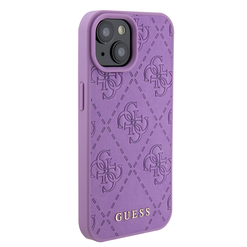 Pouzdro pro Apple iPhone 15, Guess, 4G Stamped, Světle fialová