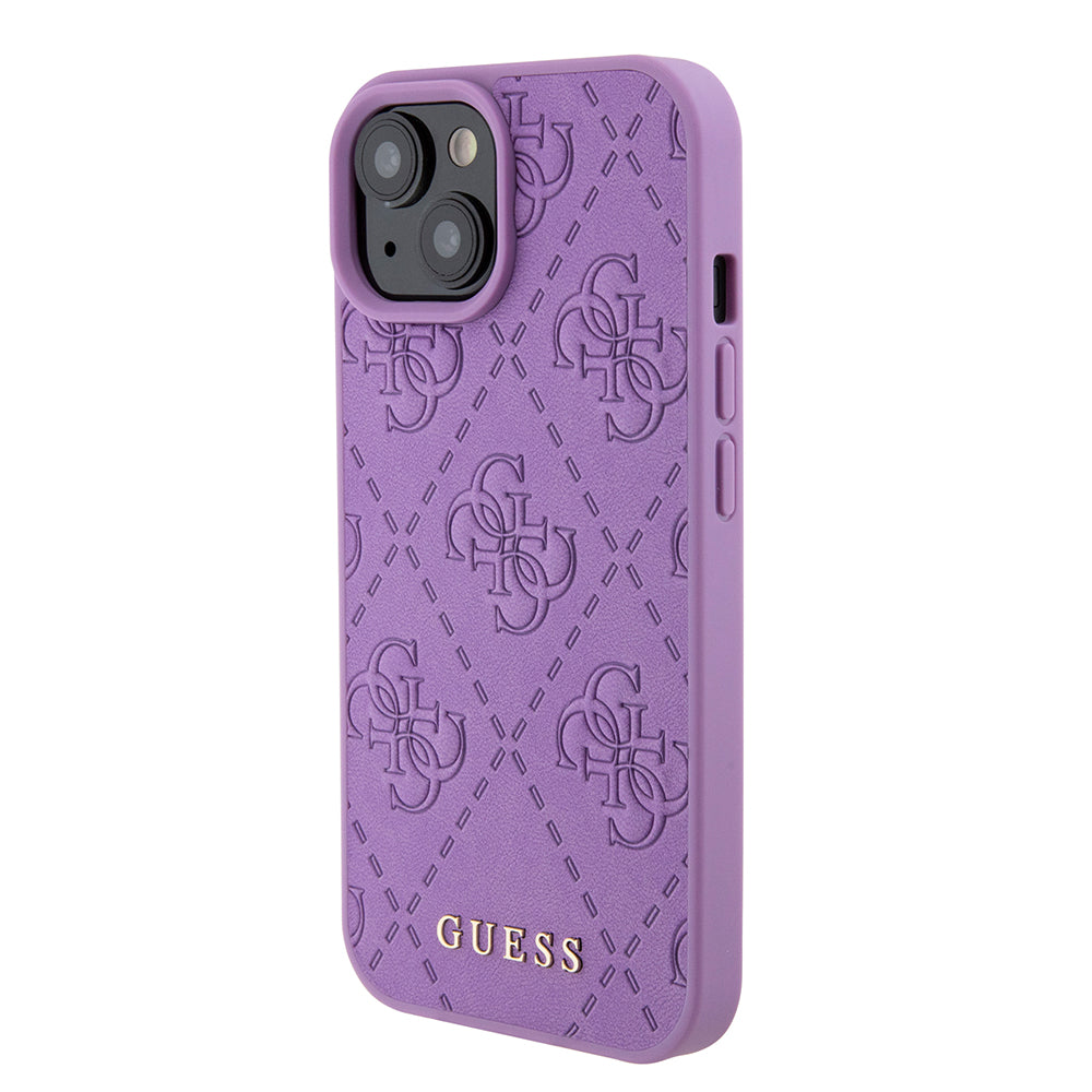 Pouzdro pro Apple iPhone 15, Guess, 4G Stamped, Světle fialová