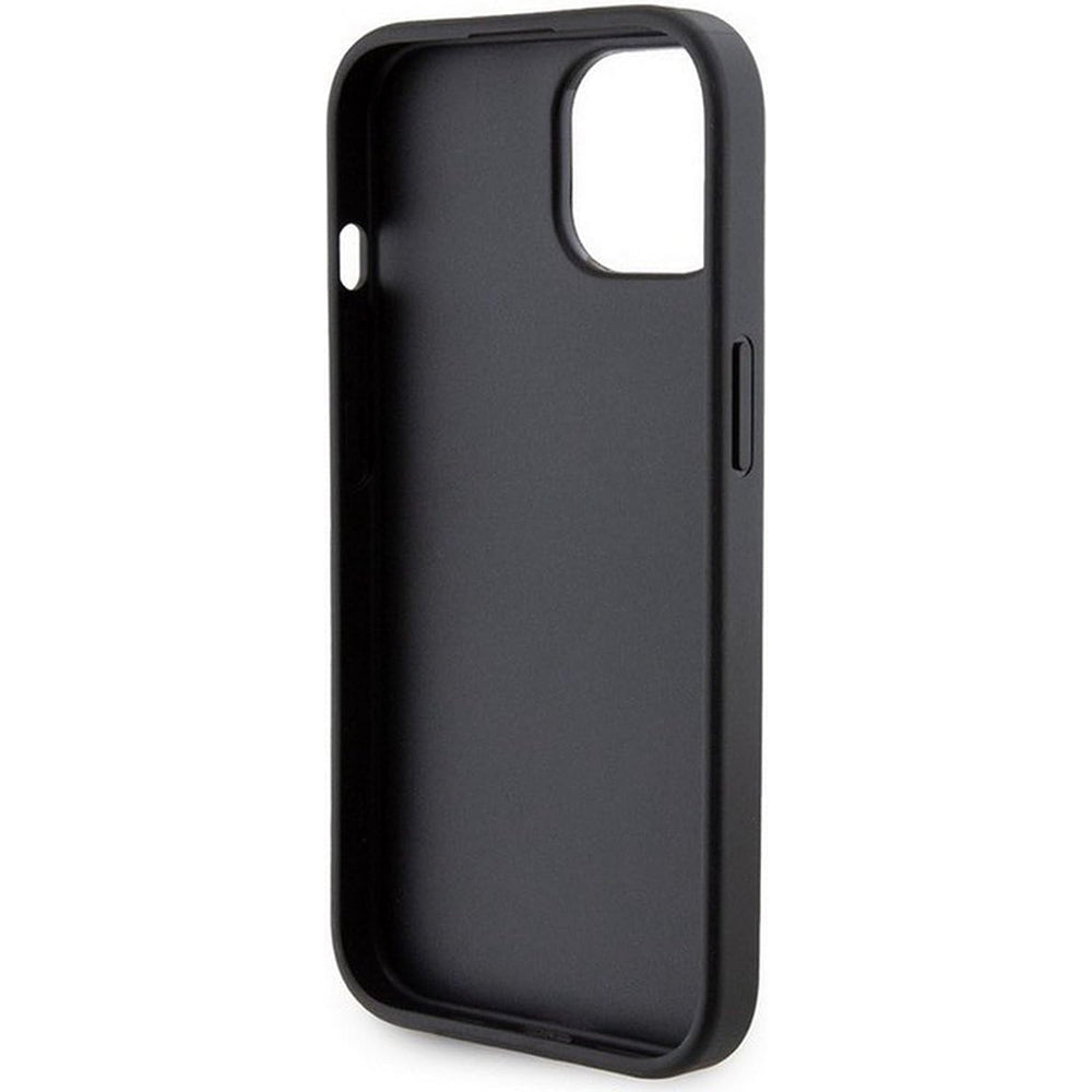Pouzdro pro Apple iPhone 15, Guess, Grip Stand 4G Triangle Strass, Černá