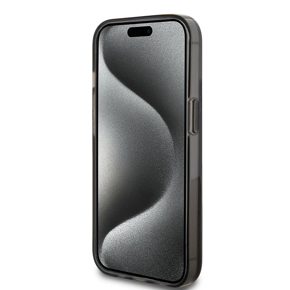 Pouzdro pro Apple iPhone 15, Guess, Liquid Glitter Gold Stripes, Černá