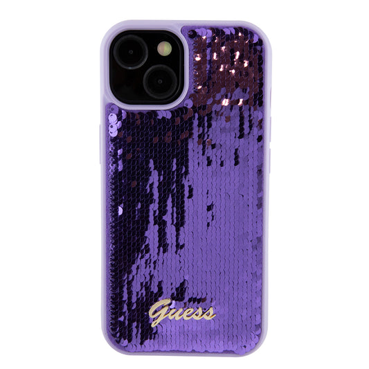 Pouzdro pro Apple iPhone 15, Guess, Sequin Script Metal, Fialová