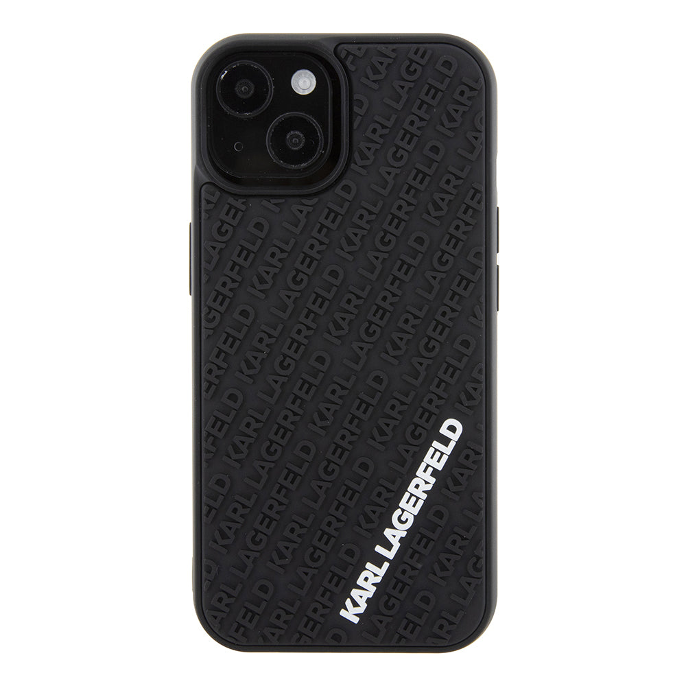 Pouzdro pro Apple iPhone 15, Karl Lagerfeld, 3D Rubber Multi Logo, Černá