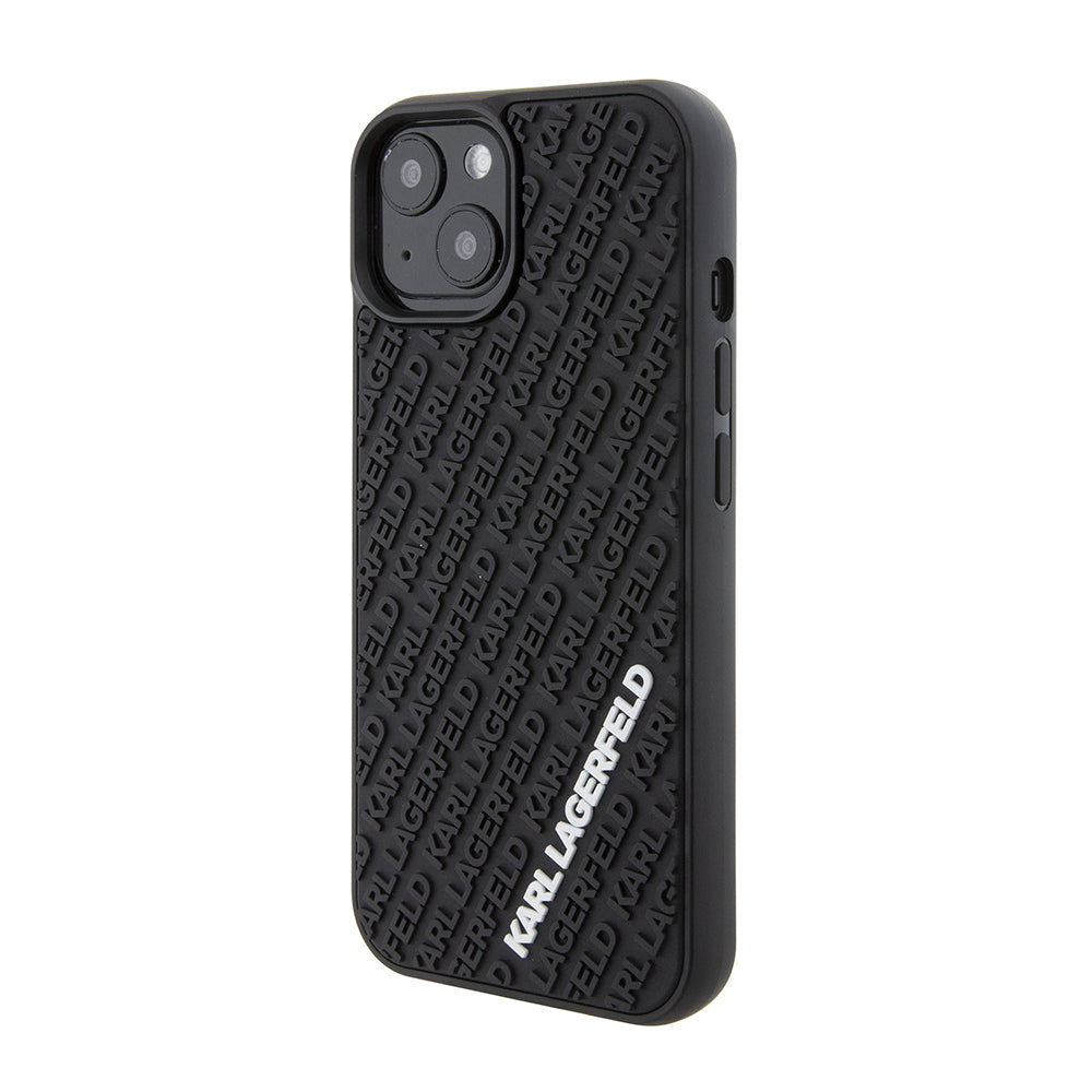 Pouzdro pro Apple iPhone 15, Karl Lagerfeld, 3D Rubber Multi Logo, Černá