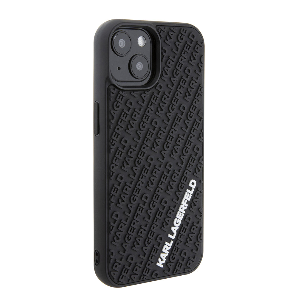 Pouzdro pro Apple iPhone 15, Karl Lagerfeld, 3D Rubber Multi Logo, Černá