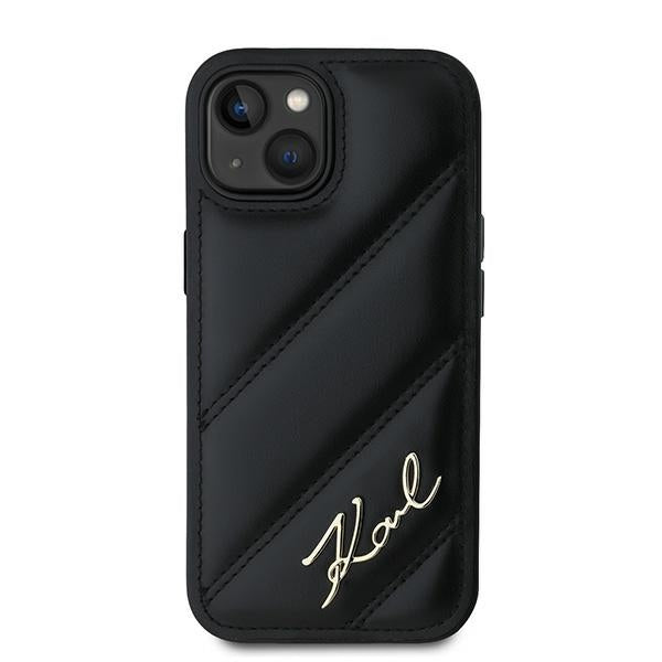 Pouzdro pro Apple iPhone 15, Karl Lagerfeld, Diagonal Quilted Script, Černá