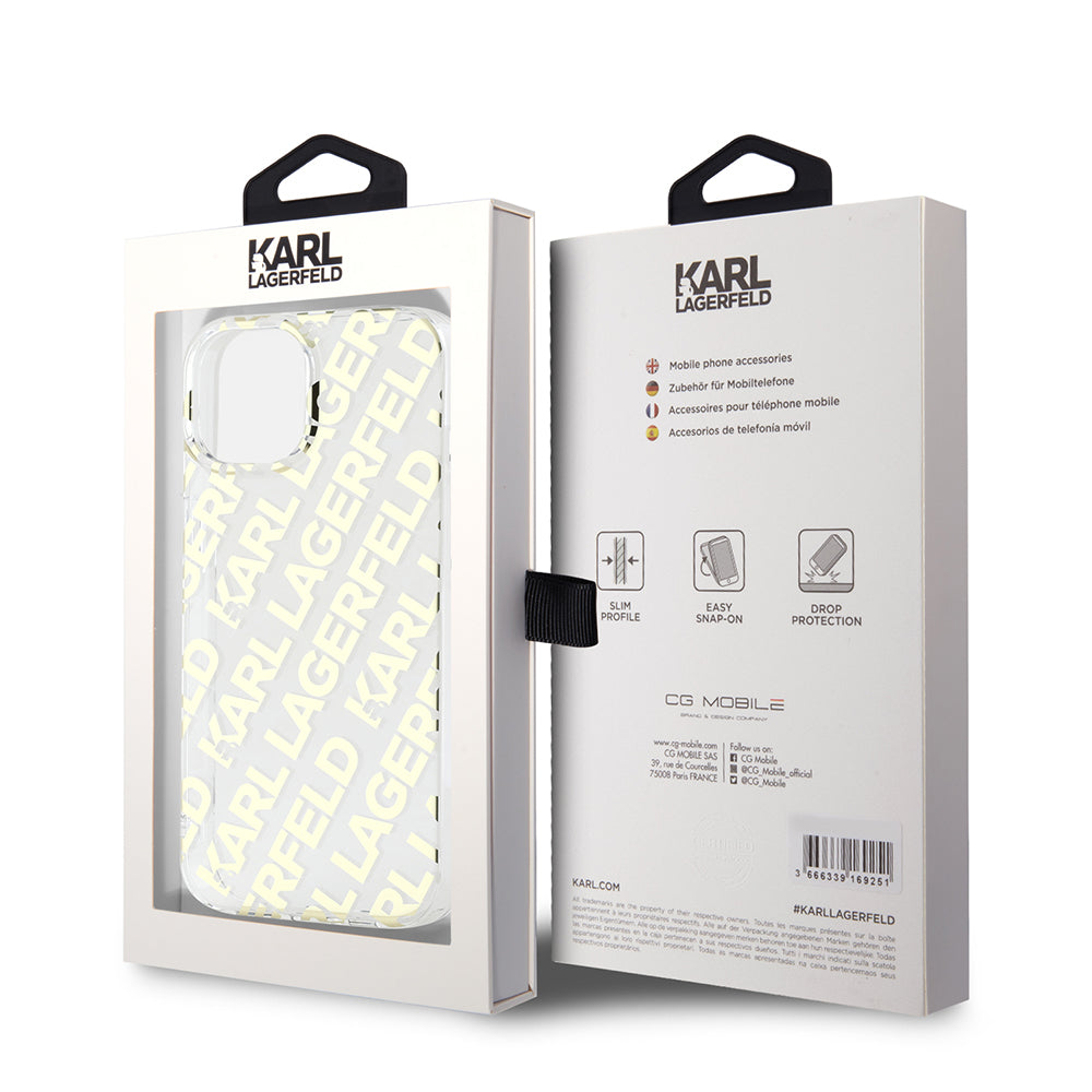 Pouzdro pro Apple iPhone 15, Karl Lagerfeld, IML Luxury Gold Fullover Logo, Zlatá