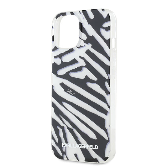 Pouzdro pro Apple iPhone 15, Karl Lagerfeld, IML Luxury Zebra Pattern with Strap, Černá