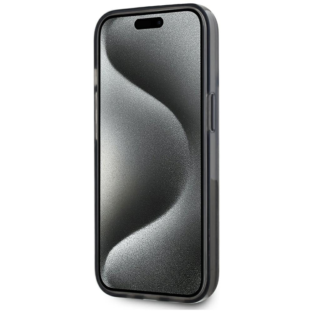 Pouzdro pro Apple iPhone 15, Karl Lagerfeld, Liquid Glitter Monogram, Černá