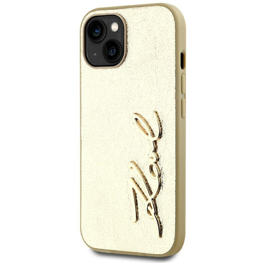 Pouzdro pro Apple iPhone 15, Karl Lagerfeld, Metal Signature, Zlaté