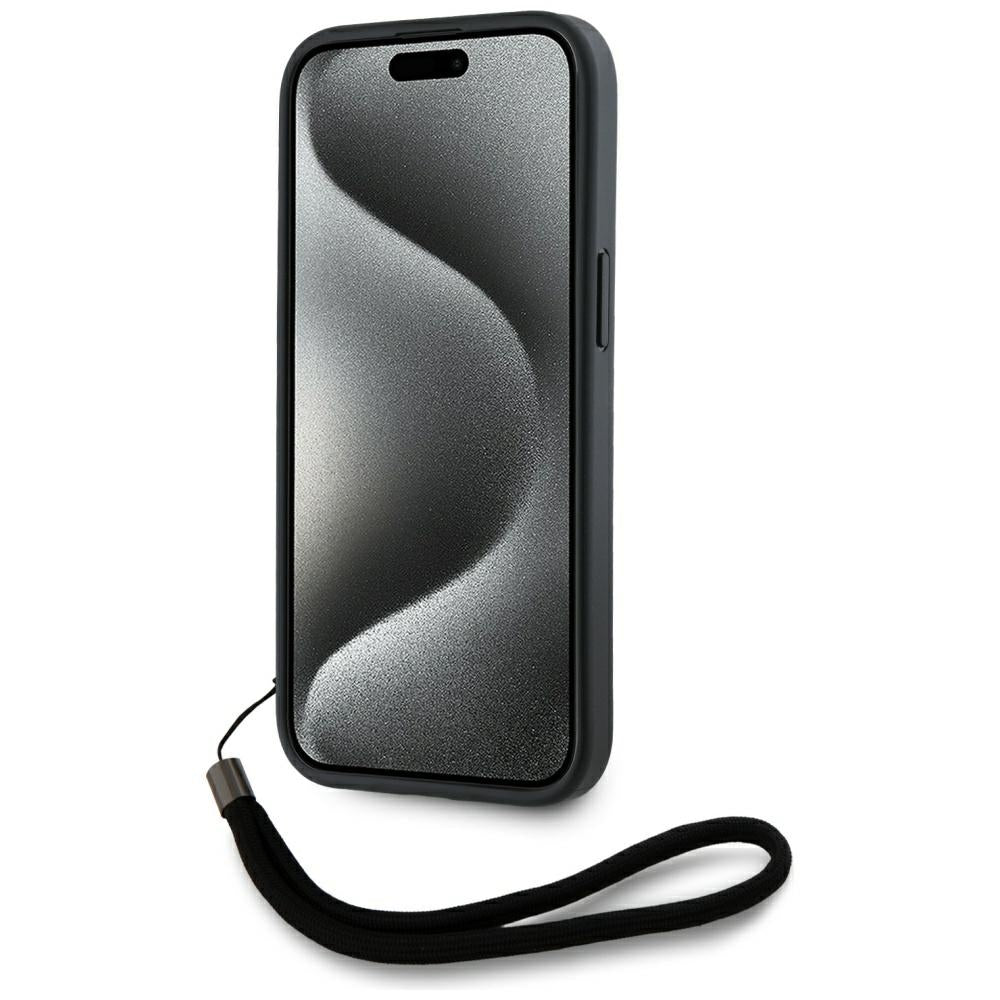 Pouzdro pro Apple iPhone 15, Karl Lagerfeld, Saffiano Athleisure Stripes with Strap, Růžové