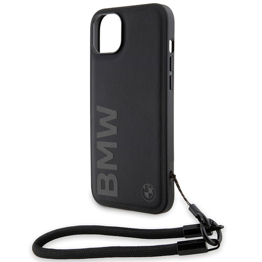 Pouzdro pro Apple iPhone 15 Plus, BMW, Signature Wordmark Cord, Černá