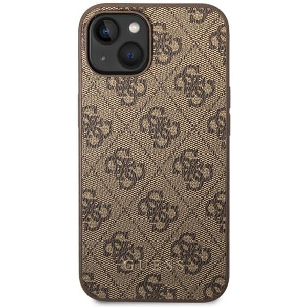 Pouzdro pro Apple iPhone 15 Plus, Guess, 4G Metal Gold Logo, Hnědá