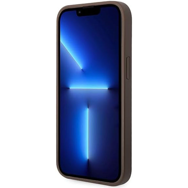 Pouzdro pro Apple iPhone 15 Plus, Guess, 4G Metal Gold Logo, Hnědá